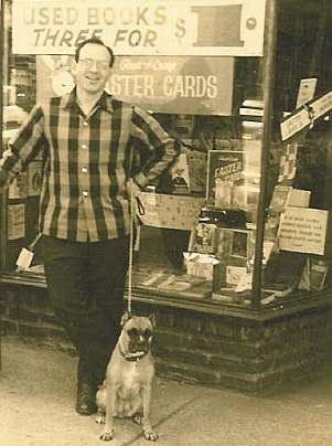 A young Bernard Titowsky outside his book shop some time during the early 1950's.