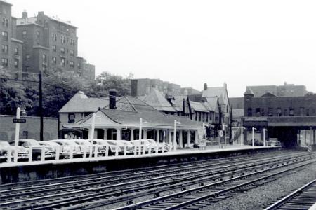 The Kew Gardens Long Island Railroad Station looking east.