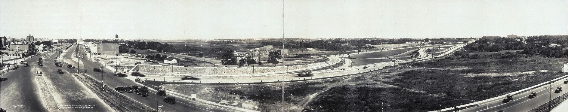 Panoramic View of Queens Boulevard, Kew Gardens, NY.