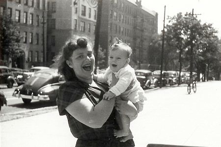 Standing on the south side of Metropolitan Avenue at Lefferts Boulevard in Kew Gardens, NY, 1951.