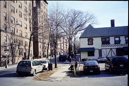 Looking east on Austin Street toward Lefferts Boulevard.