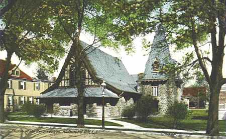 This c. 1907 vintage postcard shows the Church of the Resurrection on today's 118th Street just south of 85th Avenue in Richmond Hill, NY.  Visible in the background just to the right of the Church and the left of the tree is the house on Lefferts Avenue.