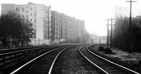 The Long Island Railroad tracks looking east from Forest Hills to Kew Gardens.