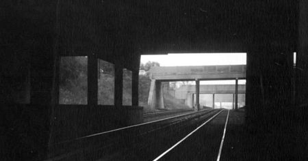 The Long Island Railroad tracks looking east into Kew Garden.