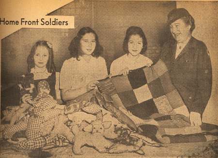 The youngsters are, left to right, Patricia Riley, 9, Grace Kaufman, 11, and Carol Binswanger, 12.